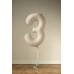 Folijas balons 86cm XL - cipars 3, kremkrāsas, matēts