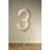 Folijas balons 86cm XL - cipars 3, kremkrāsas, matēts