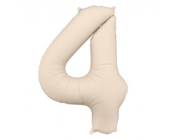 Folijas balons 86cm XL - cipars 4, kremkrāsas, matēts