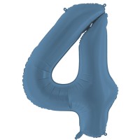 Folijas balons 86cm XL - cipars 4, zils, tumši, matēts