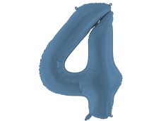 Folijas balons 86cm XL - cipars 4, zils, tumši, matēts