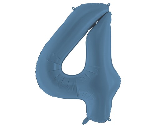 Folijas balons 86cm XL - cipars 4, zils, tumši, matēts