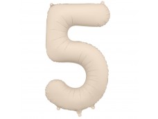 Folijas balons 86cm XL - cipars 5, kremkrāsas, matēts