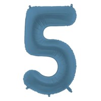 Folijas balons 86cm XL - cipars 5, zils, tumši, matēts Folijas balons 86cm XL - cipars 5, zils, tumši, matēts
