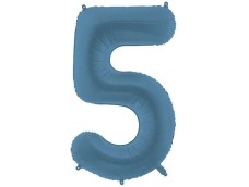Folijas balons 86cm XL - cipars 5, zils, tumši, matēts