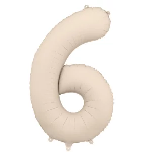 Folijas balons 86cm XL - cipars 6, kremkrāsas, matēts Folijas balons 86cm XL - cipars 6, kremkrāsas, matēts