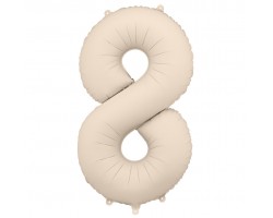 Folijas balons 86cm XL - cipars 8, kremkrāsas, matēts