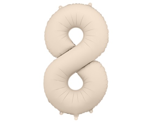 Folijas balons 86cm XL - cipars 8, kremkrāsas, matēts