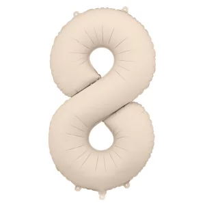 Folijas balons 86cm XL - cipars 8, kremkrāsas, matēts
