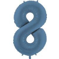 Folijas balons 86cm XL - cipars 8, zils, tumši, matēts