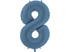 Folijas balons 86cm XL - cipars 8, zils, tumši, matēts