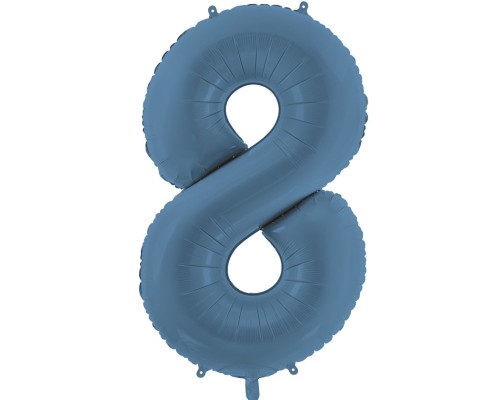 Folijas balons 86cm XL - cipars 8, zils, tumši, matēts