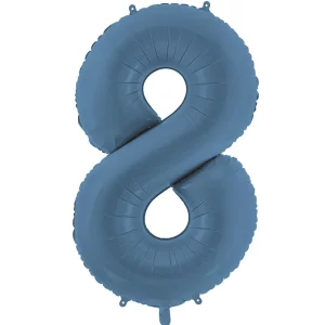 Folijas balons 86cm XL - cipars 8, zils, tumši, matēts
