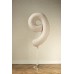 Folijas balons 86cm XL - cipars 9, kremkrāsas, matēts