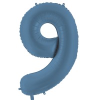 Folijas balons 86cm XL - cipars 9, zils, tumši, matēts