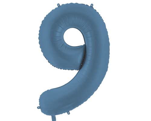 Folijas balons 86cm XL - cipars 9, zils, tumši, matēts