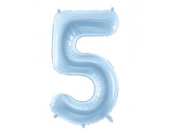 Folijas balons 76cm L - cipars 5, zils, gaiši