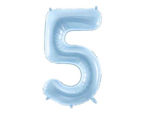 Folijas balons 76cm L - cipars 5, zils, gaiši