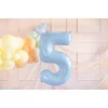 Folijas balons 76cm L - cipars 5, zils, gaiši