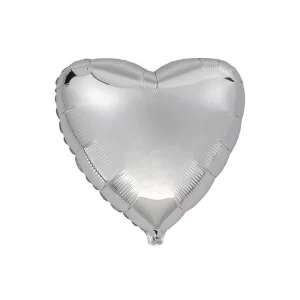 Folijas balons sirds, sudraba, 46cm, Flexmetal Folijas balons sirds, sudraba, 46cm, Flexmetal