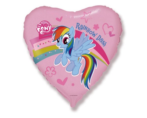 Folijas balons   Ponijs - Rainbow, 46cm, sirds