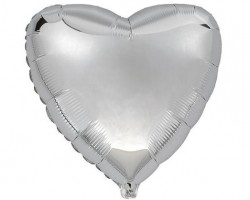 Folijas balons sirds, sudraba, Flexmetal, 81cm, Jumbo