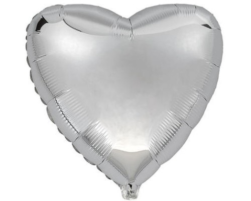 Folijas balons sirds, sudraba, Flexmetal, 81cm, Jumbo