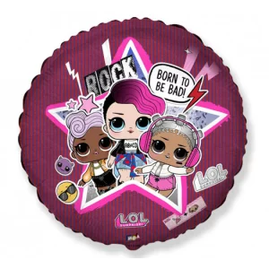 Folijas balons LOL Born to be Bad, 48cm, aplis Folijas balons LOL Born to be Bad, 48cm, aplis