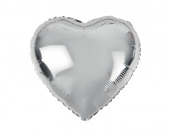 Folijas balons sirds, sudraba, 46cm