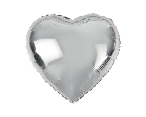 Folijas balons sirds, sudraba, 46cm