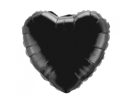 Folijas balons sirds, melna, 46cm, Flexmetal