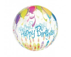  Folijas balons Happy Birthday, 46cm - bumba, Crystal