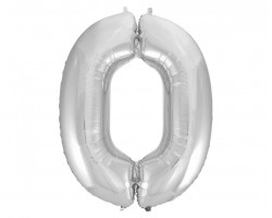 Folijas balons 96cm XXL - cipars 0, sudraba