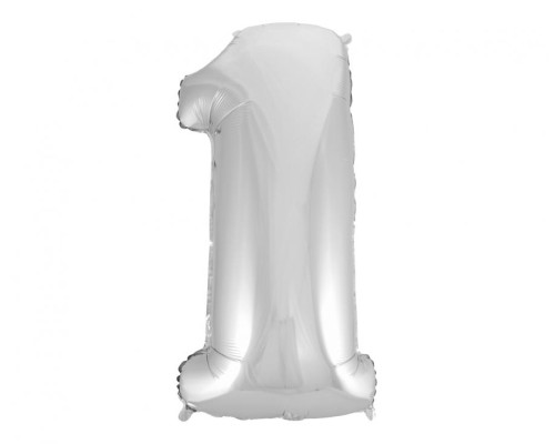 Folijas balons 96cm XXL - cipars 1, sudraba
