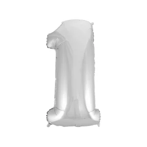Folijas balons 92cm XXL - cipars 1, sudraba