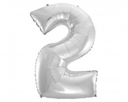 Folijas balons 96cm XXL - cipars 2, sudraba