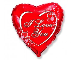 Folijas balons Mīlu - I Love You, 46cm, sirds