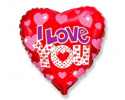 Folijas balons Mīlu - I Love You, Hearts, 46cm, sirds