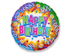  Folijas balons Happy Birthday - sveces, 48cm, aplis