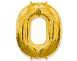 Folijas balons 96cm XXL - cipars 0, zelta, Flexmetal, arī virtenēm