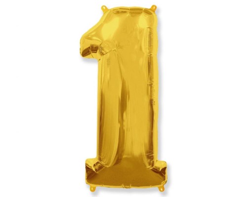 Folijas balons 96cm XXL - cipars 1, zelta, Flexmetal