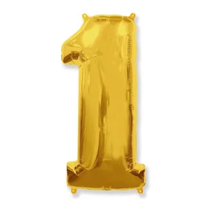 Folijas balons 96cm XXL - cipars 1, zelta, Flexmetal Folijas balons 96cm XXL - cipars 1, zelta, Flexmetal