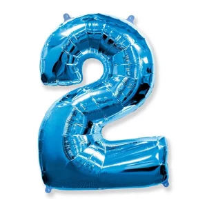 Folijas balons 96cm XXL - cipars 2, zils, Flexmetal Folijas balons 96cm XXL - cipars 2, zils, Flexmetal
