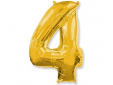 Folijas balons 96cm XXL - cipars 4, zelta, Flexmetal