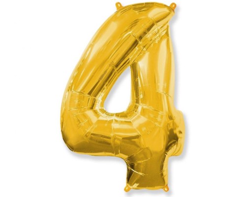 Folijas balons 96cm XXL - cipars 4, zelta, Flexmetal