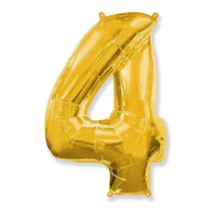 Folijas balons 96cm XXL - cipars 4, zelta, Flexmetal Folijas balons 96cm XXL - cipars 4, zelta, Flexmetal