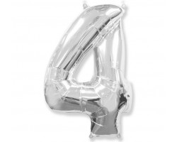 Folijas balons 96cm XXL - cipars 4, sudraba, Flexmetal