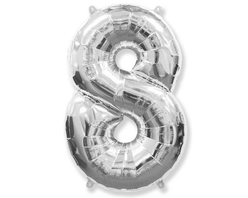 Folijas balons 96cm XXL - cipars 8, sudraba, Flexmetal