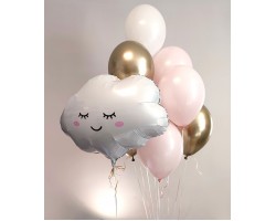 8 balonu pušķis un folijas Mākonītis