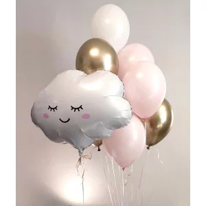 8 balonu pušķis un folijas Mākonītis